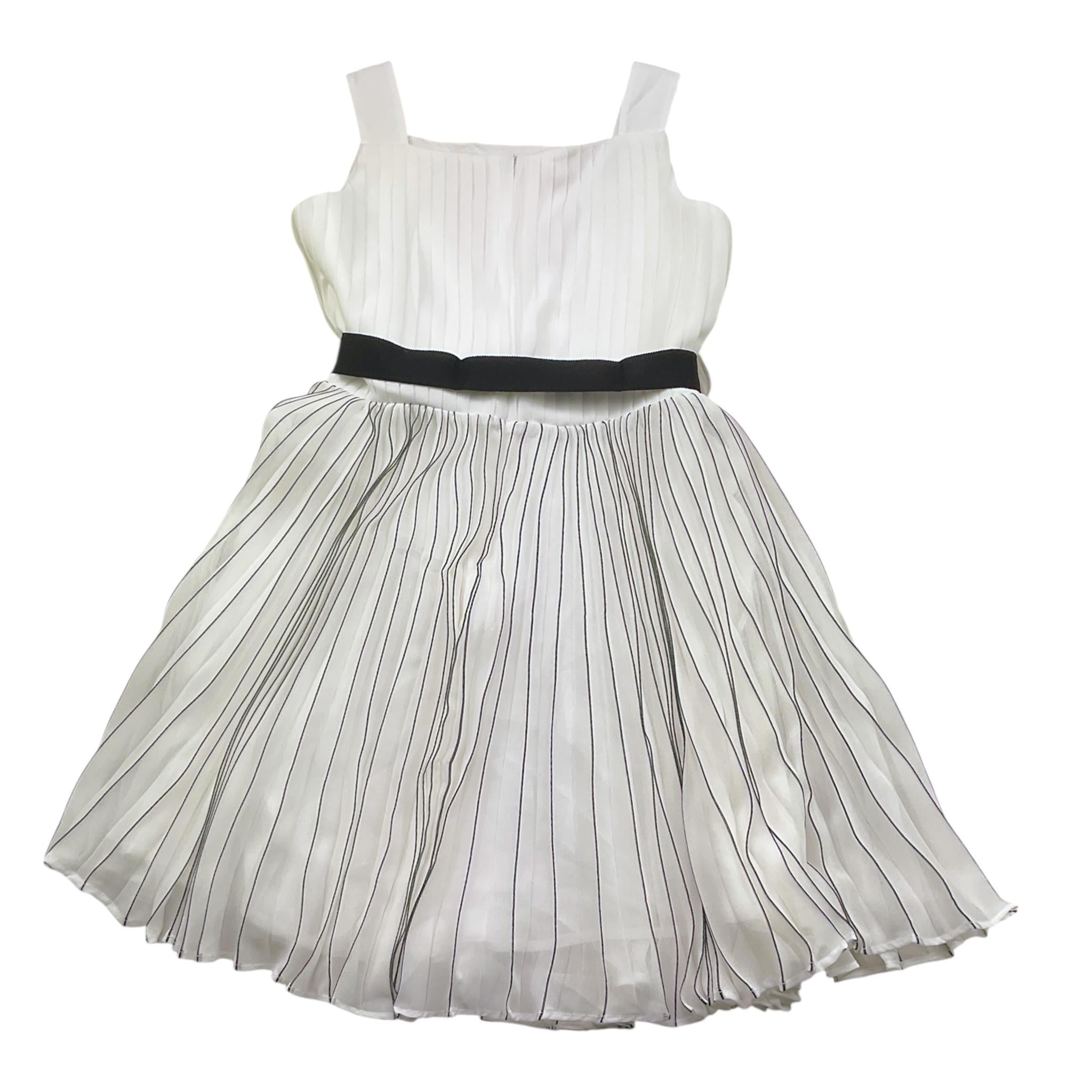 Liu Jo Abito Tinta Unita con Cintura E Fantasia A Righe per Bambina GA5070 BIANCO LIU JO 