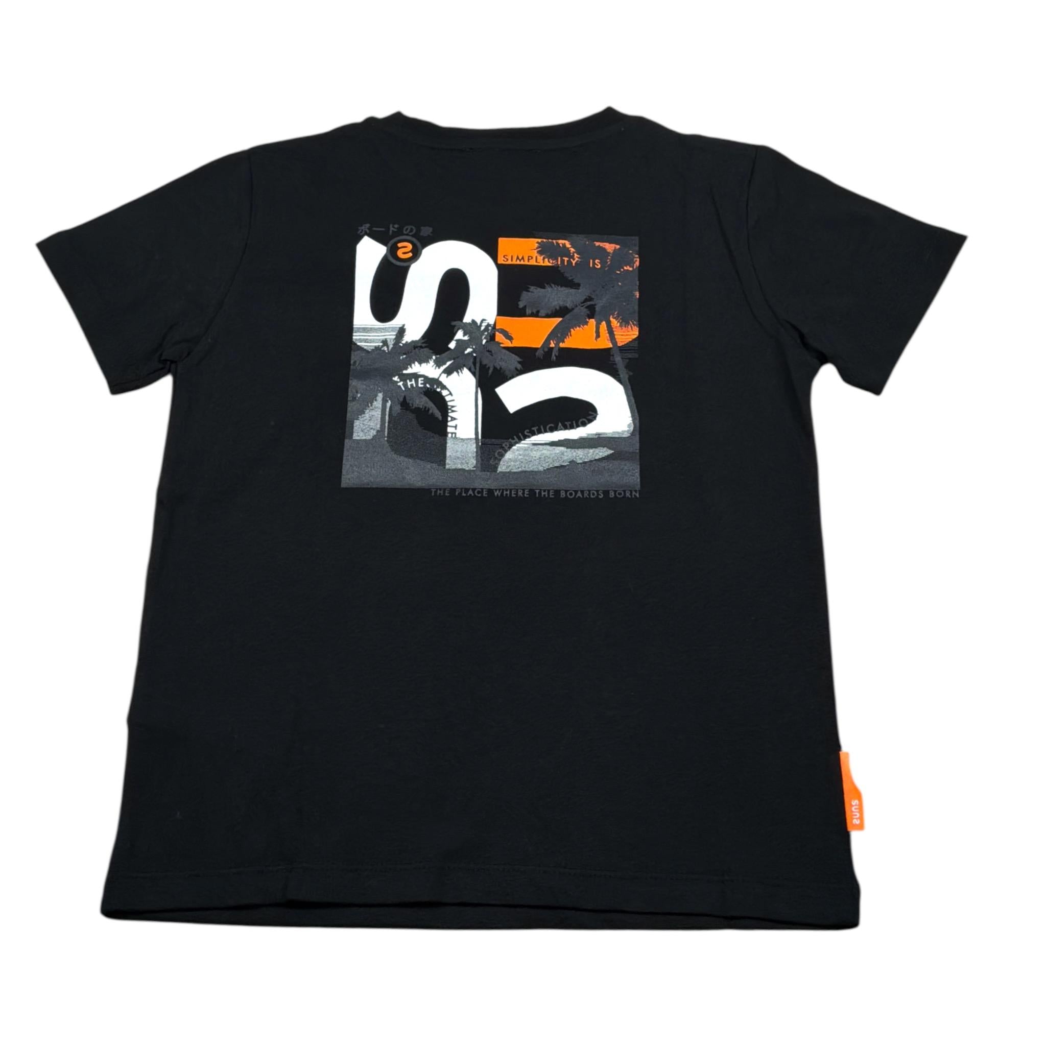 Suns T-Shirt Girocollo tinta unita con Logo Nero per Bambino TSS5119U NERO SUNS 