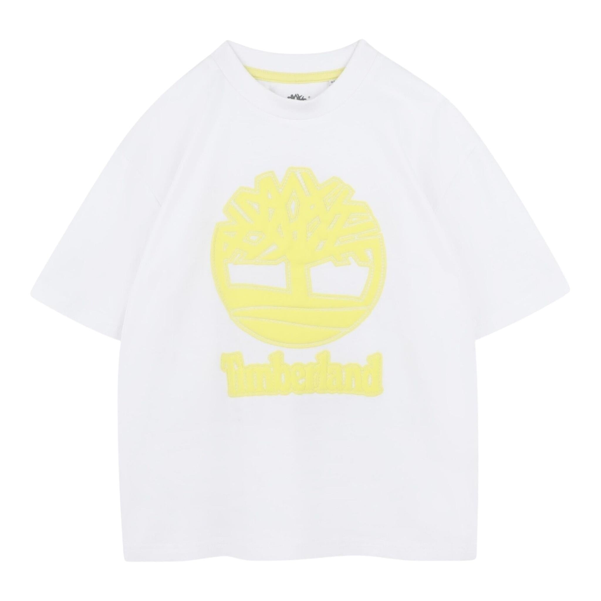 Timberland T-Shirt Girocollo Tinta Unita con Stampa per Bambino T60482 BIANCO TIMBERLAND 