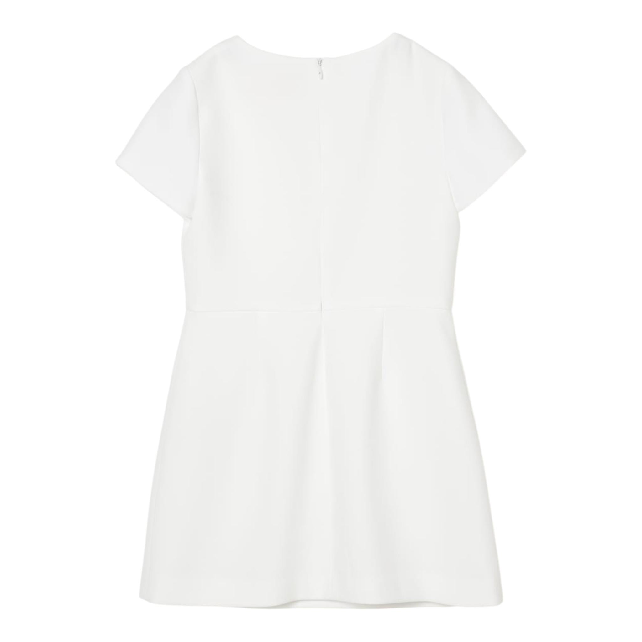 Elisabetta Franchi Abito Giromanica Tinta Unita con Bottoni In Contrasto per Bambina EFAB584 BIANCO ELISABETTA FRANCHI 