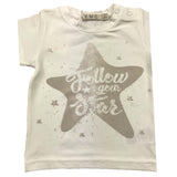 Emc T-Shirt Crew Neck Solid Color With Contrast Print White for Newborns