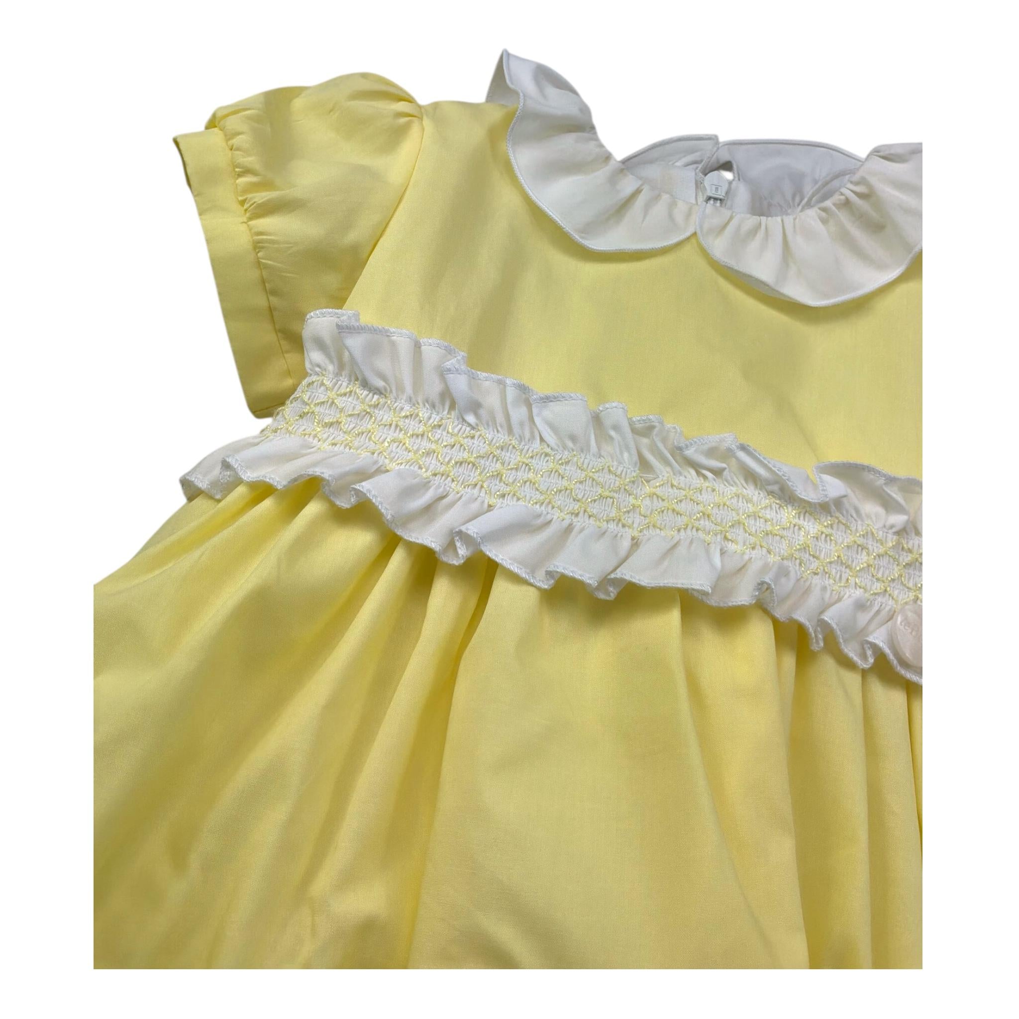 Le Bebe Abito Mezza Manica Tinta Unita con Colletto per Neonata LBG6366 GIALLO LE BEBE 