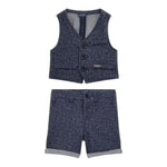 Guess Completo 2 Pezzi Gilet-Bermuda Tinta Unita per Neonato I4RG24KC3H0 BLU GUESS 