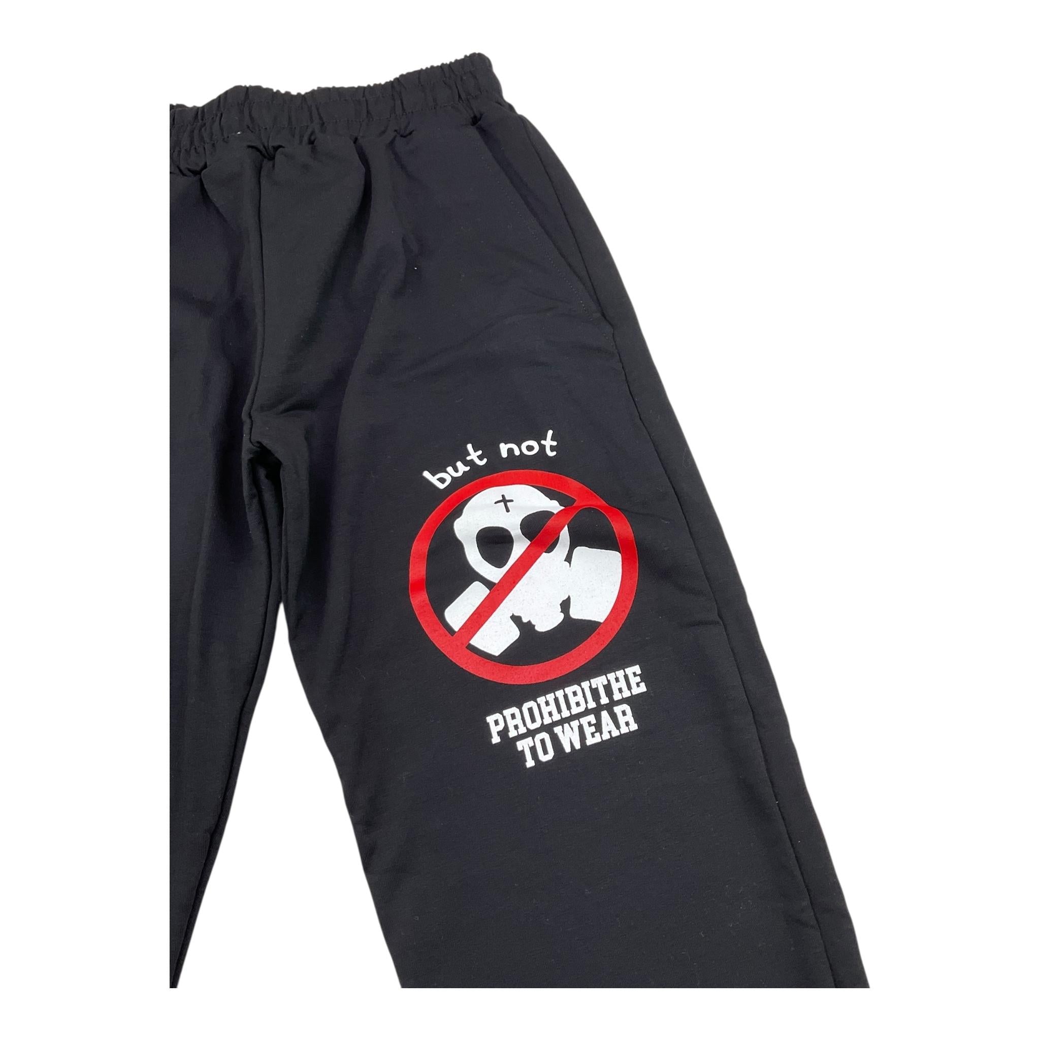 BUTNOT pantalone tuta tinta unita con stampa in contrasto Nero per Bambino B9498531 NERO BUTNOT 