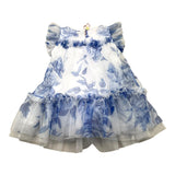 Angel'S Face White/Blue Tulle Half Sleeve Dress For Baby Girl