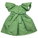 Marlu' Green Solid Color Half Sleeve Dress For Baby Girl