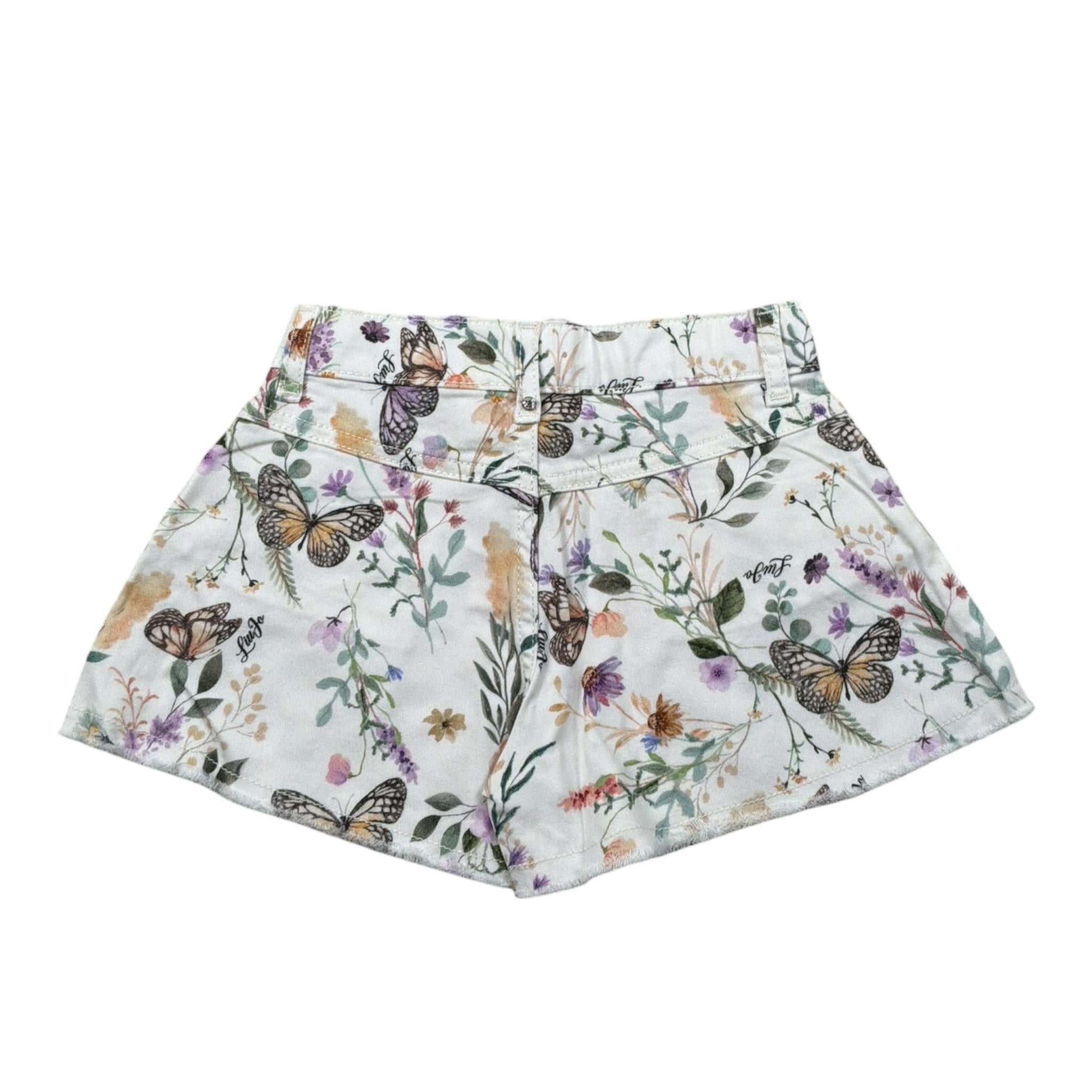 Liu Jo Short Tinta Unita con Stampa Fiori per Bambina KA5060 BIANCO LIU JO 