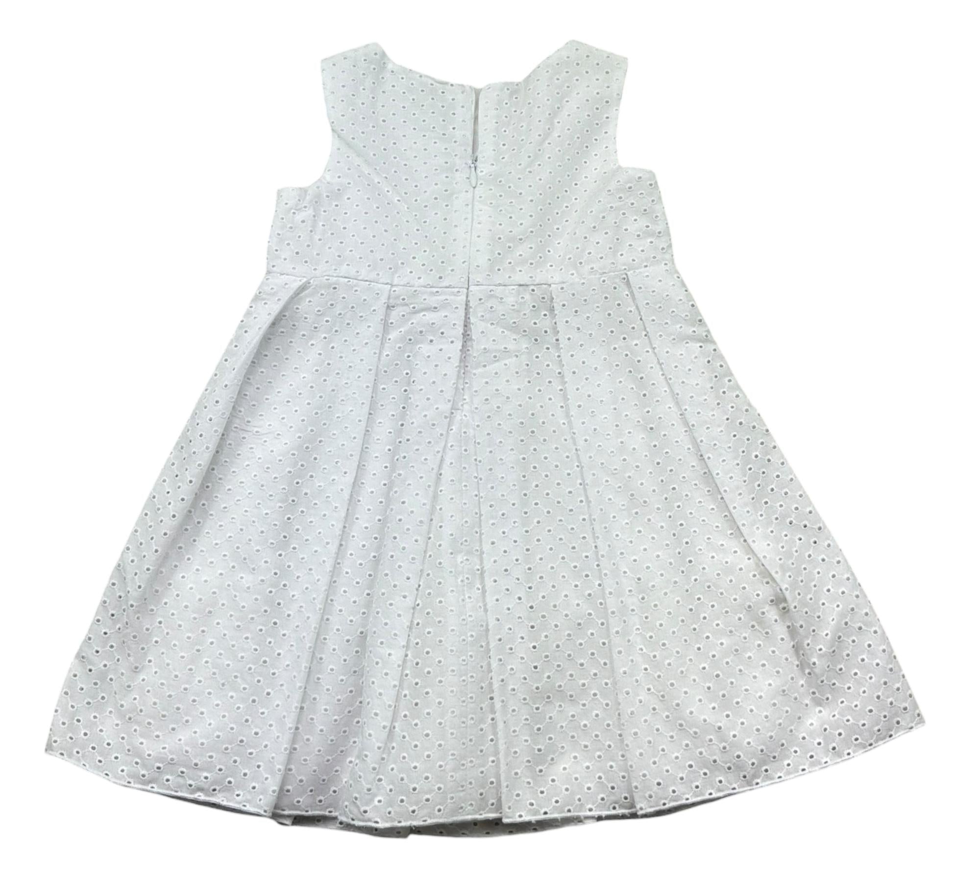 Le Bebe Abito Giromanica Tinta Unita con Ricami per Neonata LBG0667 BIANCO LE BEBE 