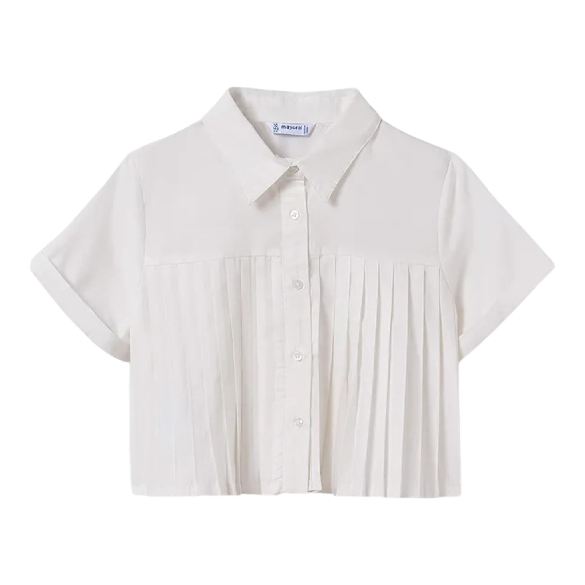 Mayoral Camicia Mezza Manica tinta unita Bianco per Bambina 6144 BIANCO MAYORAL 