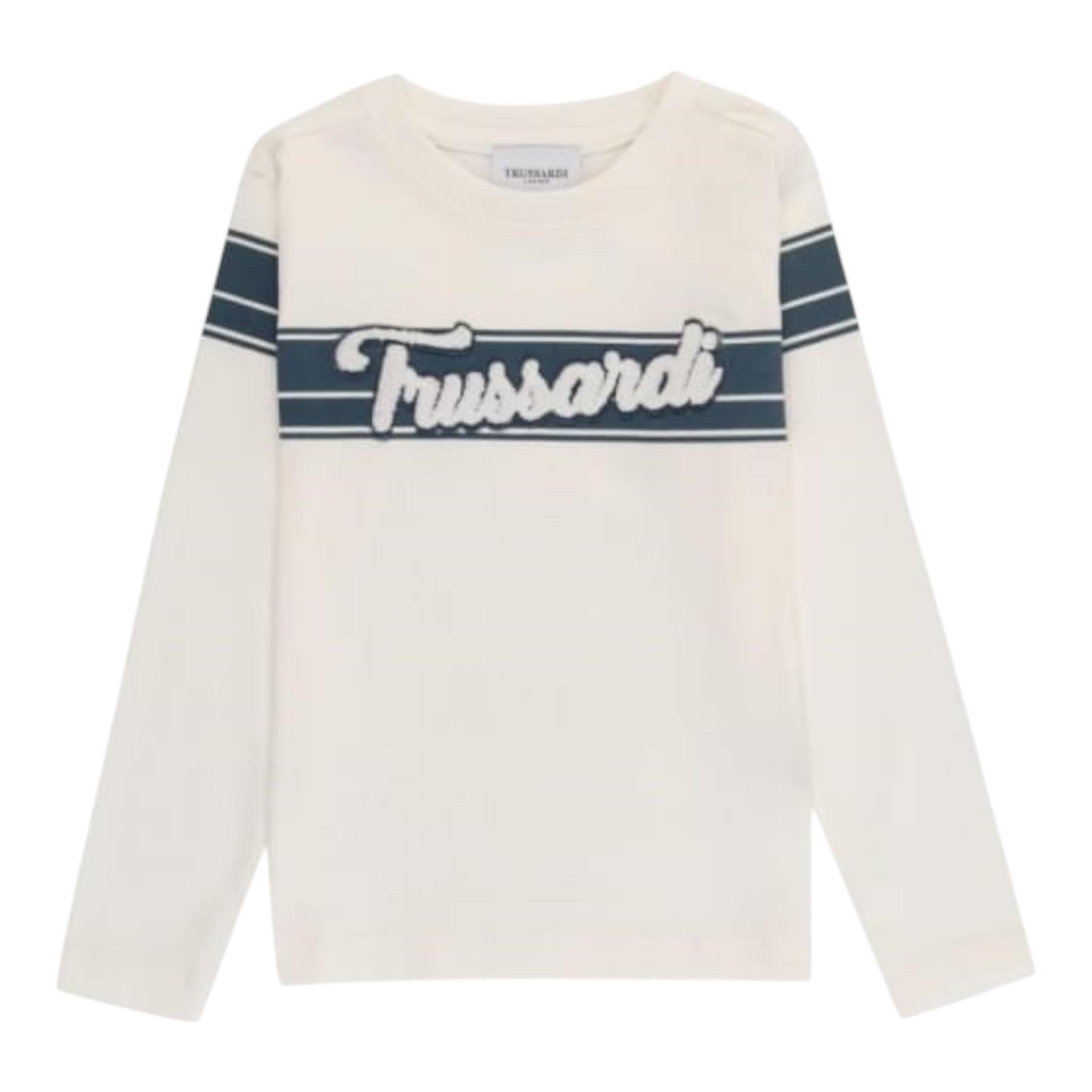 TRUSSARDI shirt girocollo tinta unita con stampa Bianco per Neonato TIA24111TSX BIANCO TRUSSARDI 
