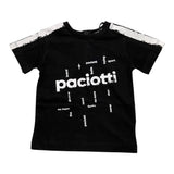 Cesare Paciotti Solid Color Crew Neck T-Shirt With Black Logo Print For Newborns