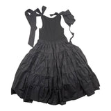 Meimeij Solid Color Bowknot Armhole Dress Black For Girls