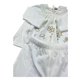 Le Bebe Completo 2 Pezzi Shirt-Ghettina Tinta Unita per Neonata LBG6305 BIANCO LE BEBE 