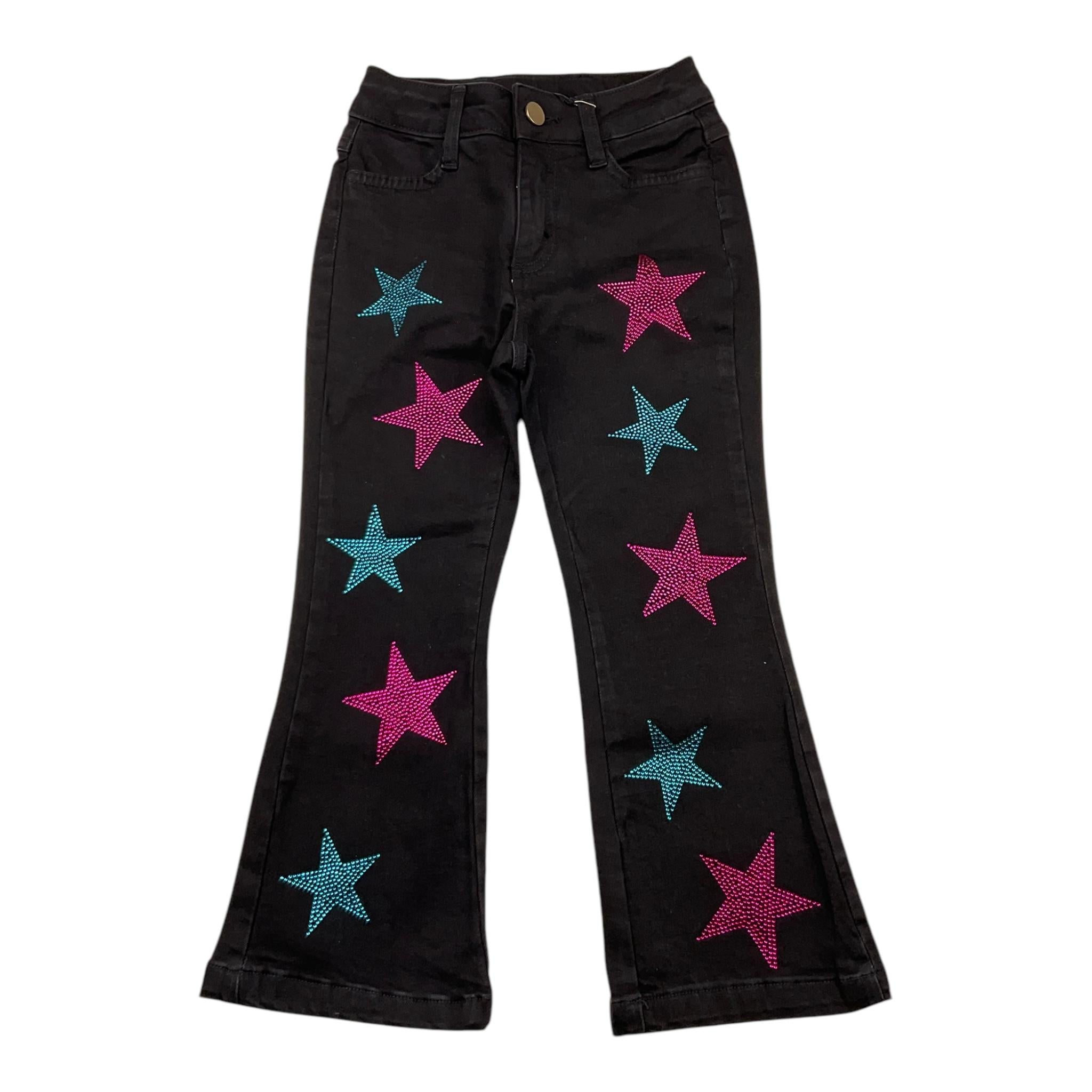 MARC ELLIS jeans tinta unita modello zampa con stampa stelle Nero per Bambina JMJPT00210 NERO MARC ELLIS 
