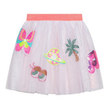 Billieblush Girls Solid Tulle Sequin Skirt White