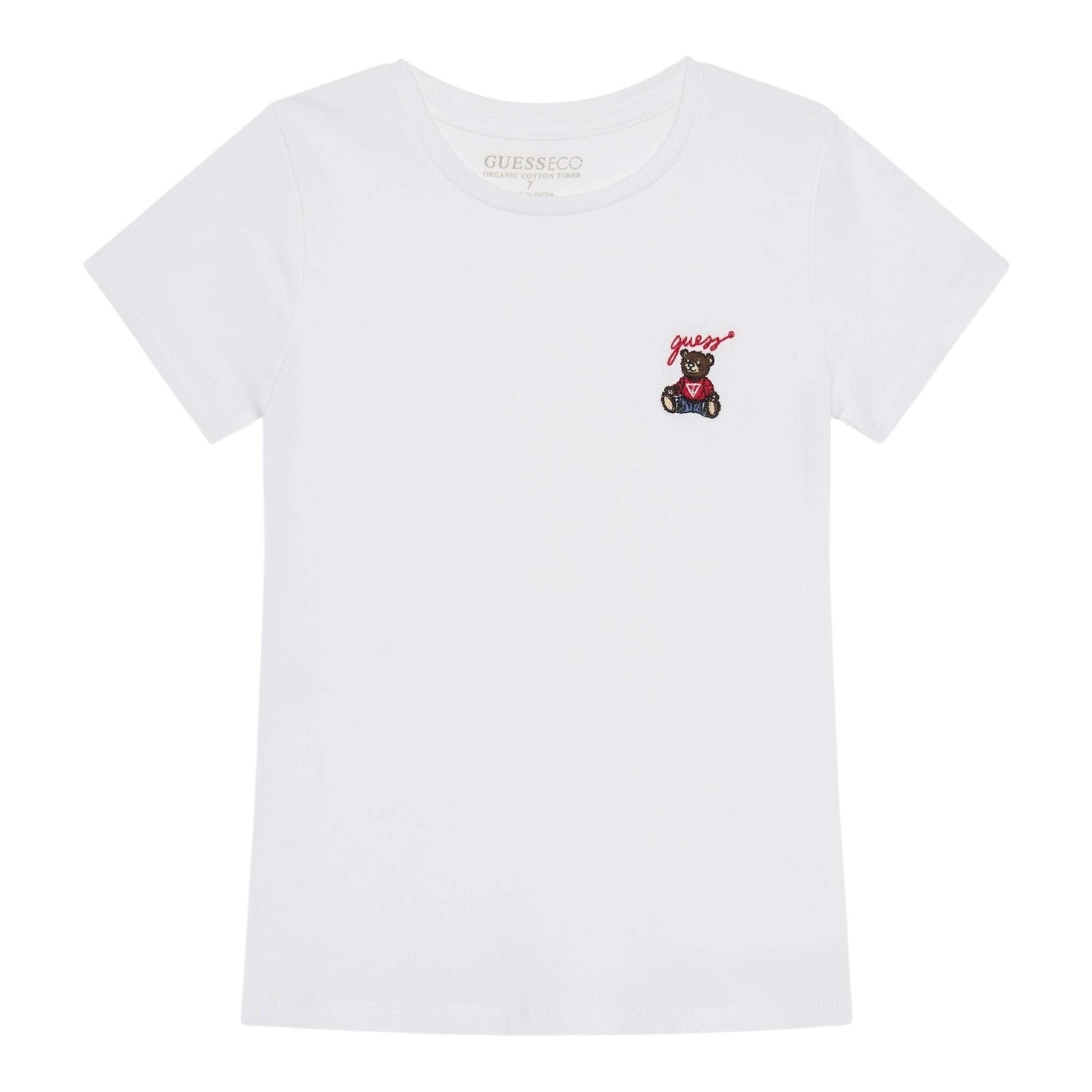 Guess T-Shirt Girocollo Tinta Unita con Logo per Bambino J5RI44J1314 BIANCO GUESS 