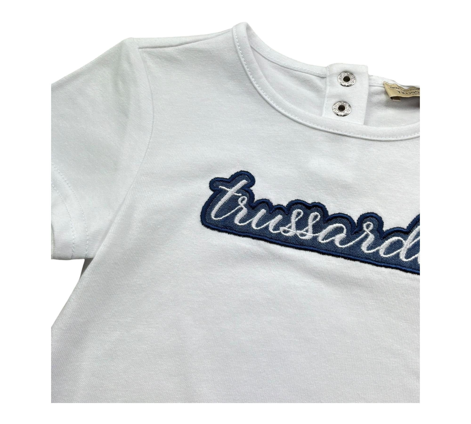 Trussardi T-Shirt Girocollo Tinta Unita con Logo per Neonato TIP26124TS BIANCO TRUSSARDI 