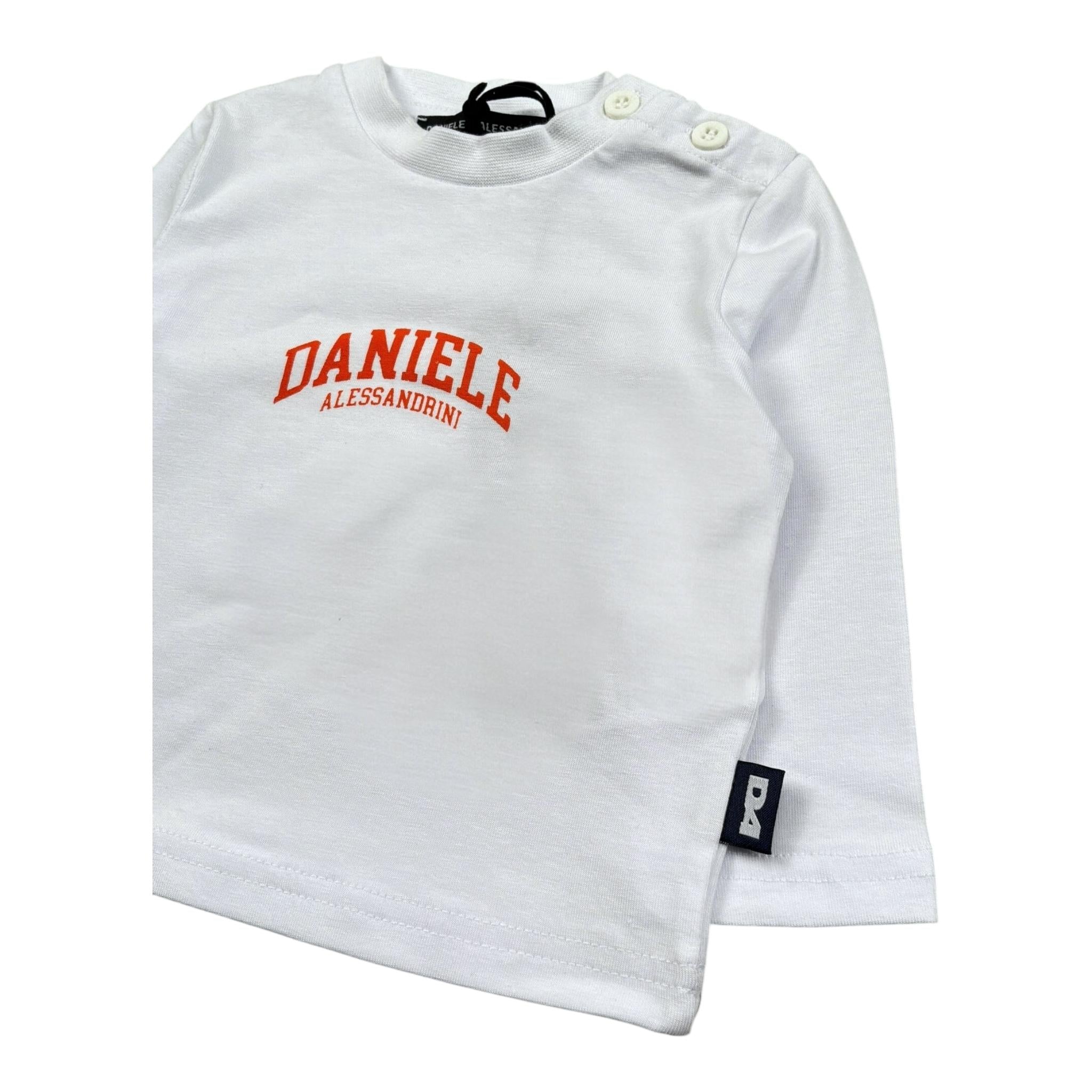 Daniele Alessandrini Shirt Girocollo Tinta Unita con Stampa Logo per Neonato 1292M1028 BIANCO DANIELE ALESSANDRINI 