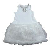 Nunzia Corinna Abito Giromanica Tinta Unita con Tulle per Bambina NJ2016149 BIANCO NUNZIA CORINNA 