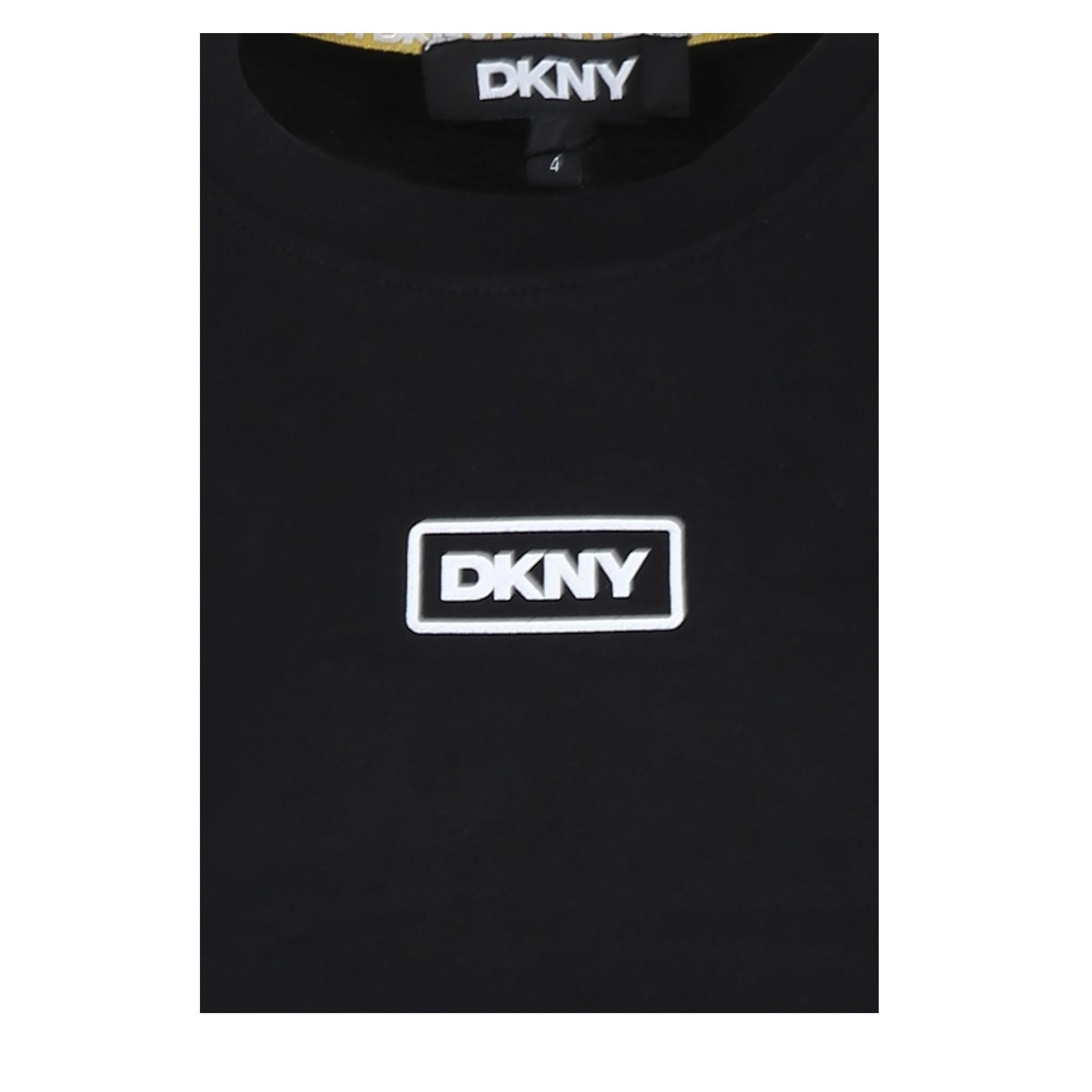 Dkny T-Shirt Girocollo Tinta Unita con Stampa per Bambino D62300 NERO DKNY 