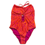 4Giveness Neon Orange Zebra Print One Piece Swimsuit For Girls