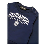 DSQUARED2 felpa chiusa girocollo tinta unita con logo Blu per Neonato DQ2501 BLU DSQUARED2 