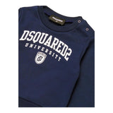 DSQUARED2 felpa chiusa girocollo tinta unita con logo Blu per Neonato DQ2501 BLU DSQUARED2 
