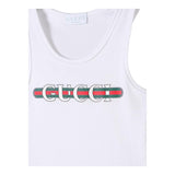 Gucci Canotta Girocollo Tinta Unita con Logo per Bambino 808717 BIANCO GUCCI 