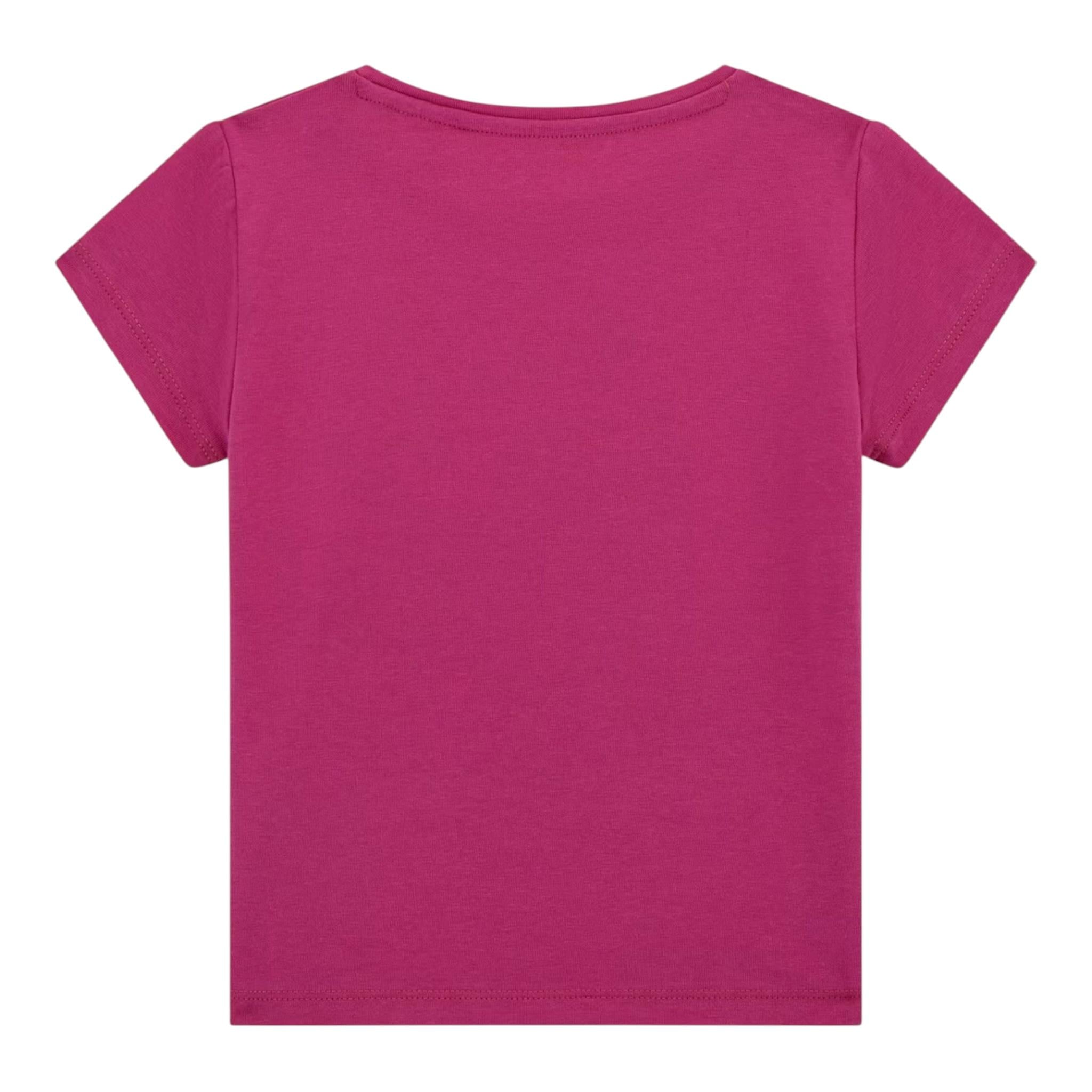Guess T-Shirt Girocollo Tinta Unita con Stampa per Bambina K5GI08K6YW4X MAGENTA GUESS 