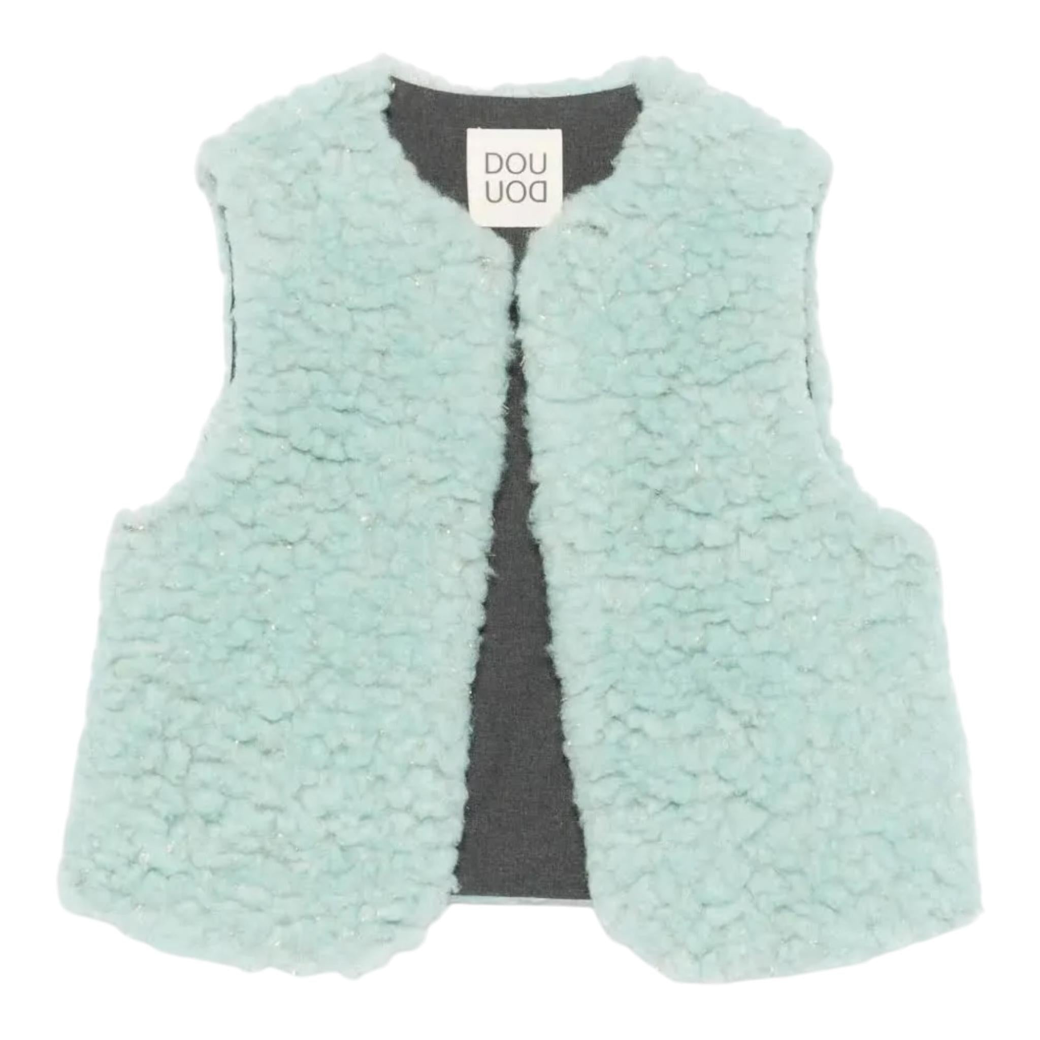DOU DOU gilet tinta unita con applicazioni Verde acqua per Bambina DV2A42 VERDE ACQUA DOU DOU 