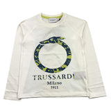 TRUSSARDI shirt girocollo tinta unita con stampa in contrasto Bianco per Bambino TIA24027TS BIANCO TRUSSARDI 
