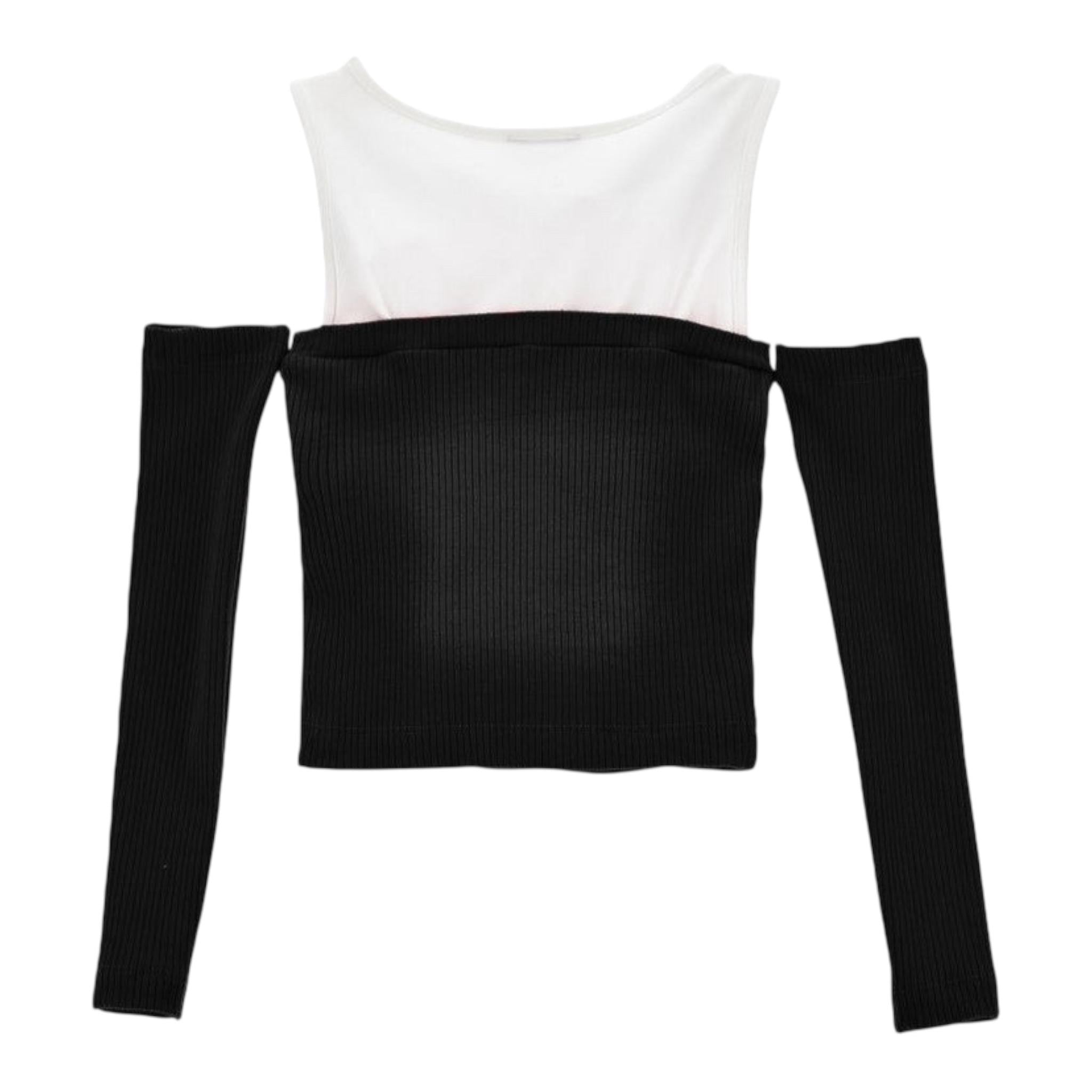 MONNALISA shirt bicolore a costine Bianco/nero per Bambina 41D606 BIANCO/NERO MONNALISA 
