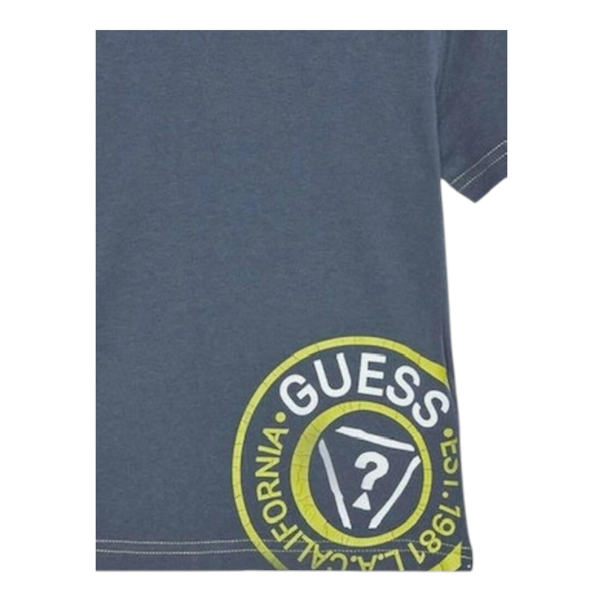 Guess T-Shirt Girocollo Tinta Unita con Stampa per Bambino N5RI15K8HM4XJ BLU GUESS 