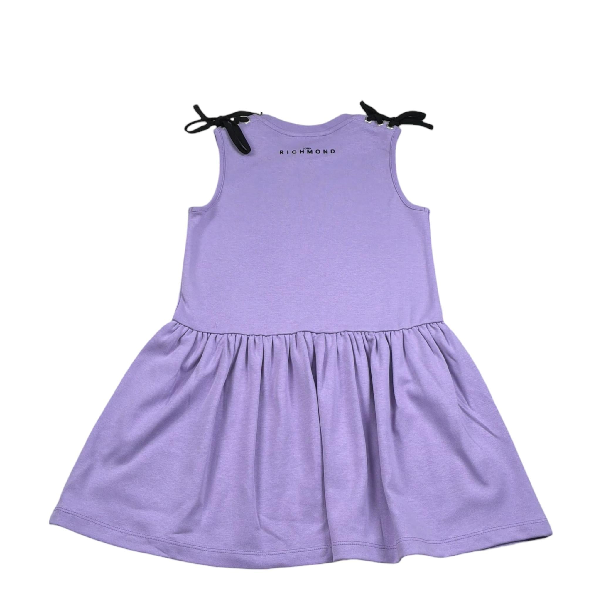 John Richmond Abito Tinta Unita Giromanica con Stampa per Bambina RGP26033VE LILLA JOHN RICHMOND 