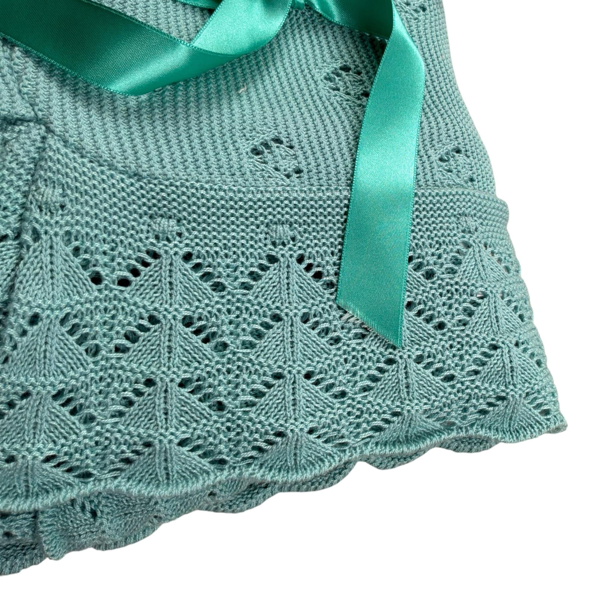 Juliana Coperta tinta unita con Fiocco Verde Acqua per Neonata J7006 VERDE ACQUA JULIANA 
