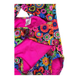 4Giveness Solid Color One Piece Swimsuit With Black Floral Pattern For Girls