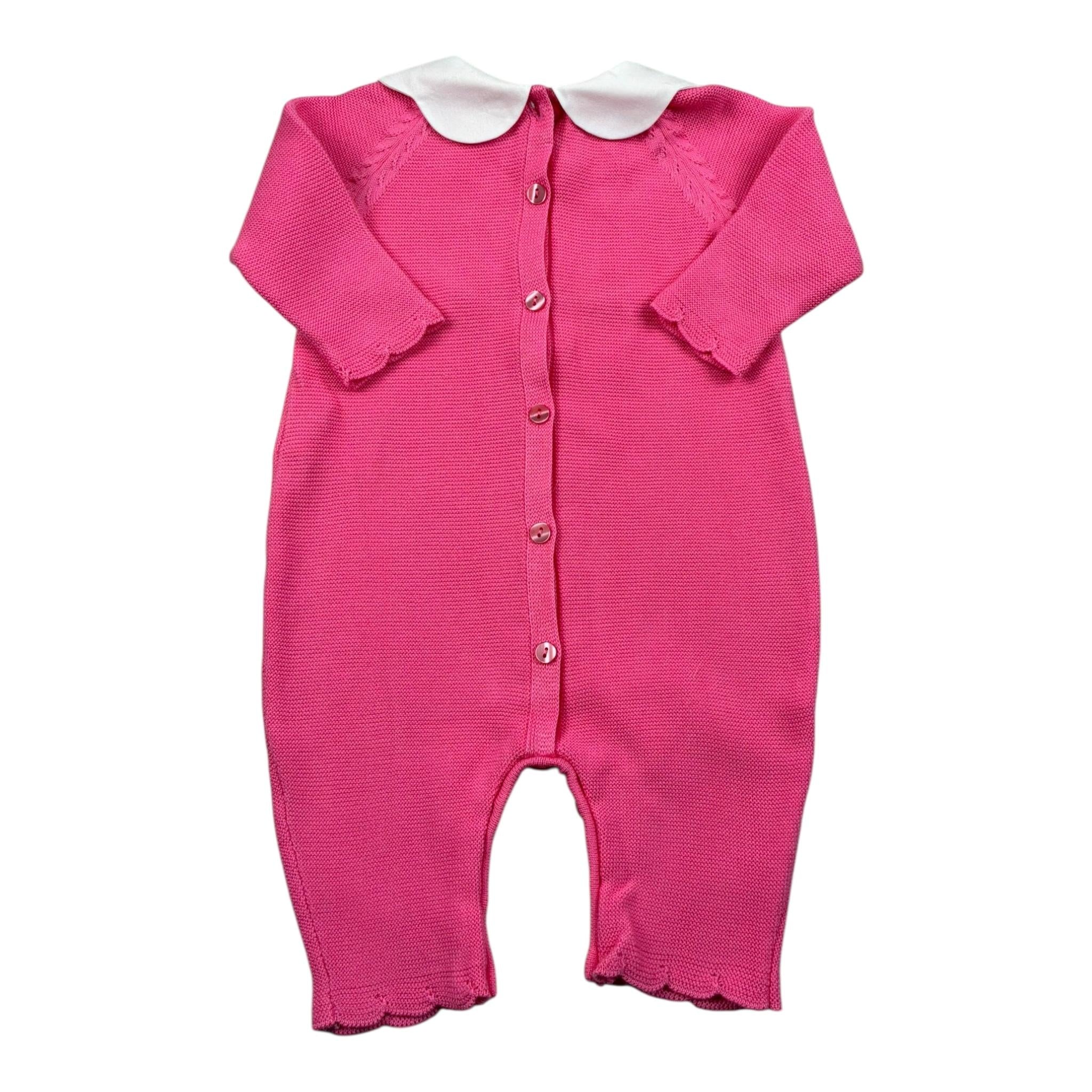 Le Coconne Tutina Tinta Unita con Ricami E Colletto per Neonata LCN2438 FUXIA LE COCONNE 