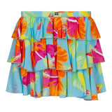Pinko Plain Skirt With Blue Flower Pattern For Girls