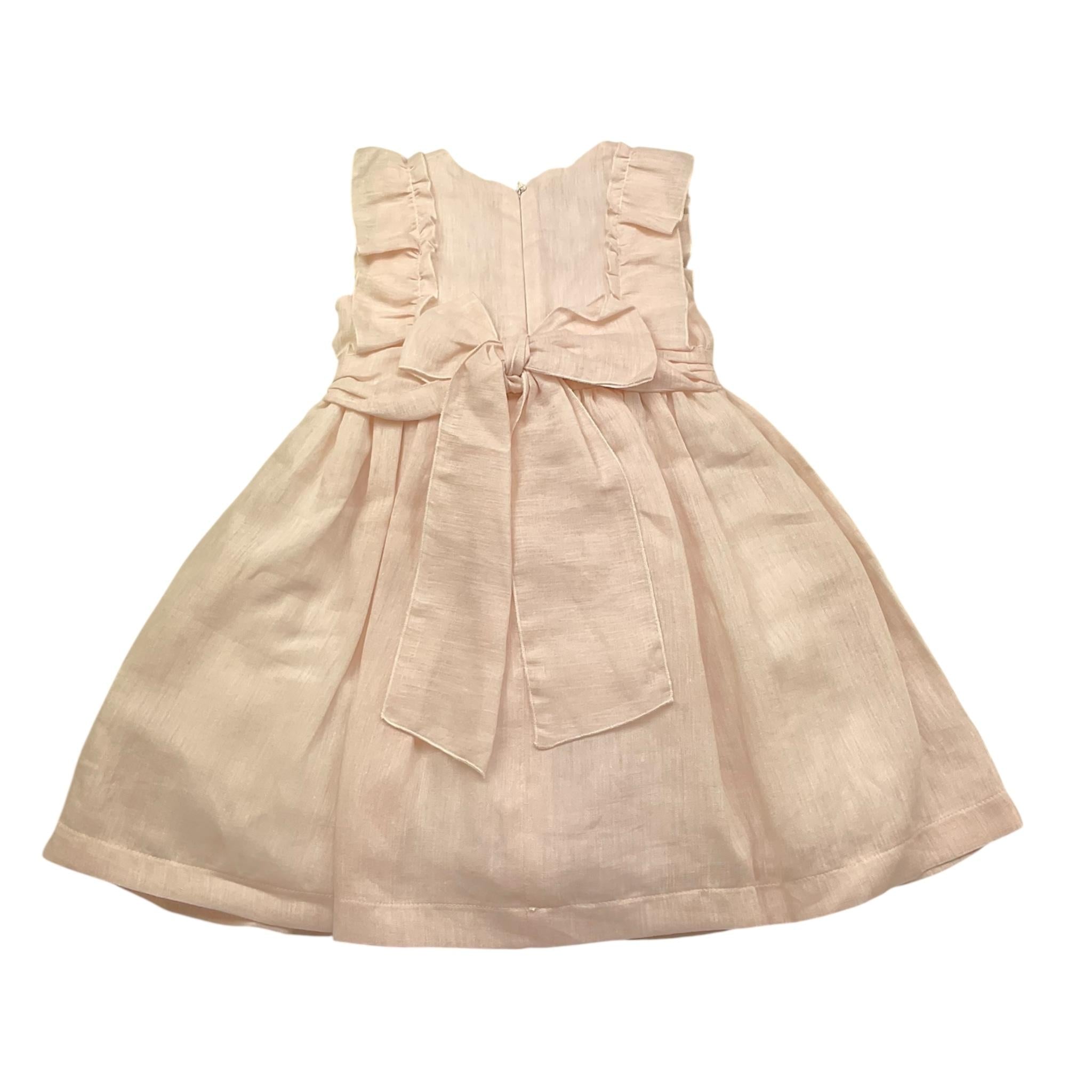 La Sartoria Dei Piccoli Abito Giromanica Tinta Unita con Balze per Neonata L023N ROSA LA SARTORIA DEI PICCOLI 