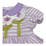 Ilfarobimbi Abito Mezza Manica Bicolore con Fantasia A Righe per Bambina IFB50584 BIANCO/LILLA ILFAROBIMBI 