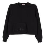 LIU JO felpa chiusa girocollo tinta unita con stampa  Nero per Bambina GF4161 NERO LIU JO 