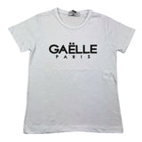 Gaelle T-Shirt Crew Neck Solid Color with Contrast Print White for Kids