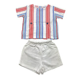Juliana Complete Shirt Half Sleeve-Coulotte Multicolor Striped Pattern For Baby Girl
