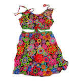 4Giveness Black Strapless Floral Printed Solid Dress For Girls