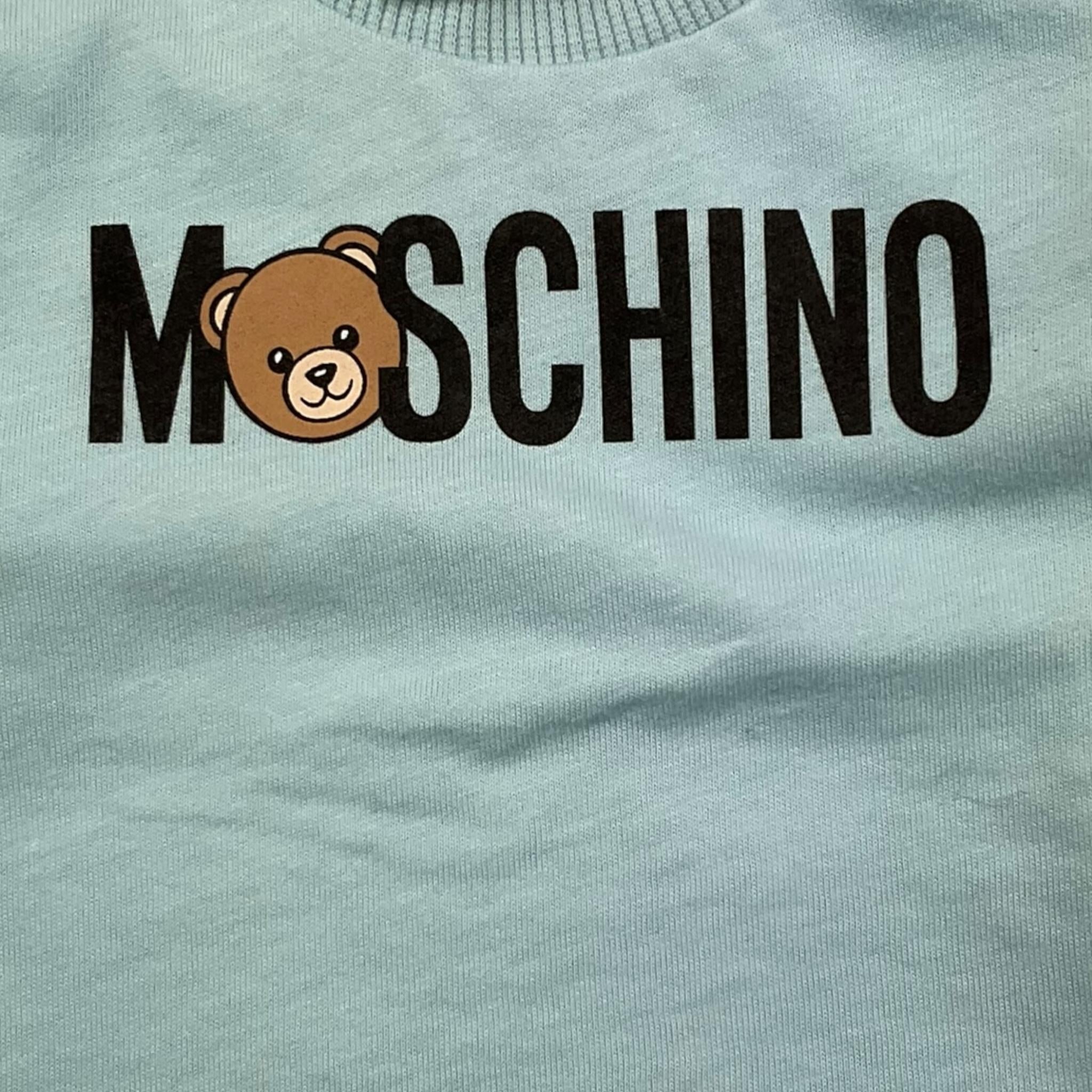 MOSCHINO shirt girocollo tinta unita con stampa Azzurro per Neonato M8O00R AZZURRO MOSCHINO 