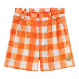 Scotch &amp; Soda Orange Checkered Elastic Waist Shorts For Girls