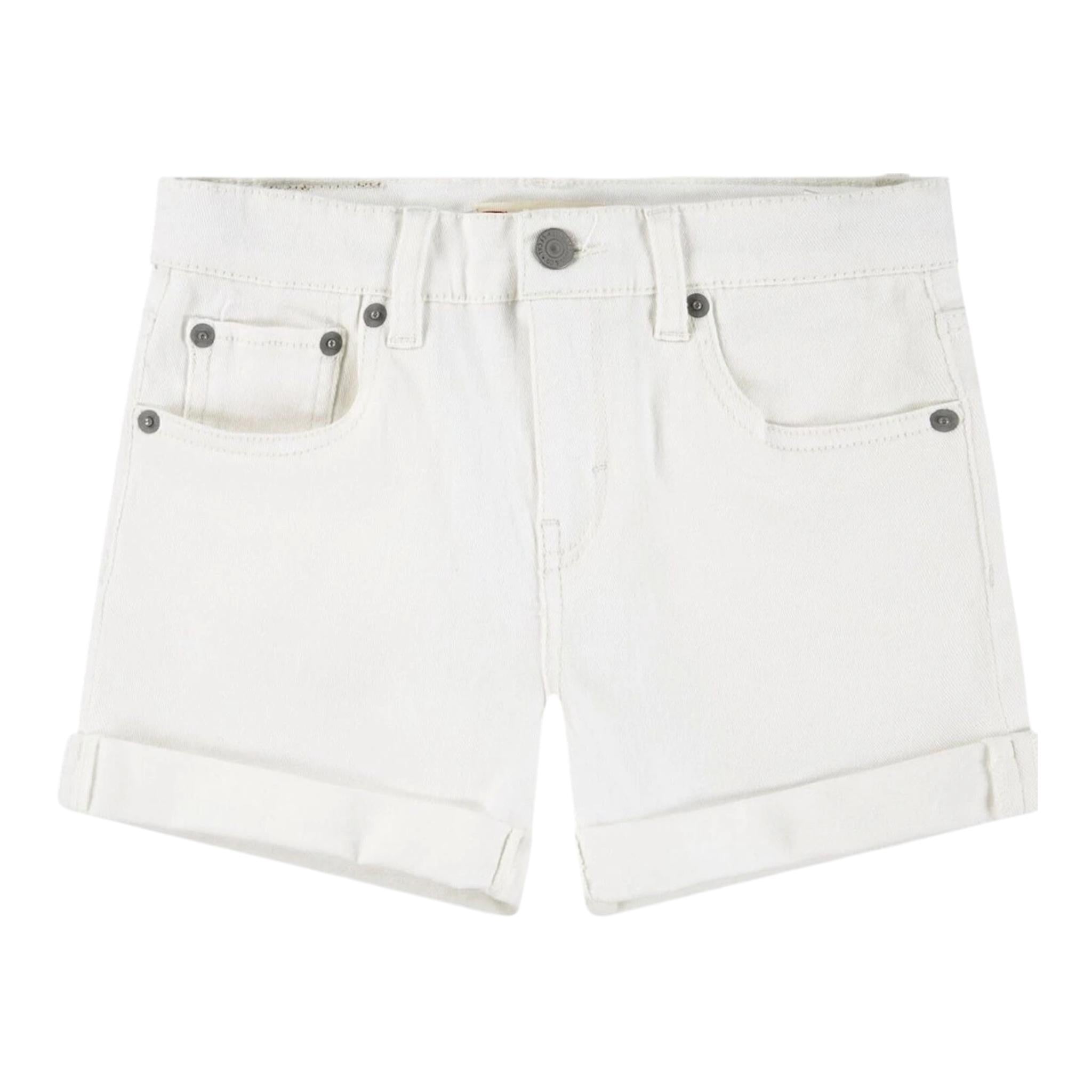 Levi'S Short Tinta Unita con Girovita Regolabile per Bambina 4EH272 BIANCO LEVI'S 