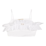 Twinset Solid Color Strapless Top With White Ruffles For Girls