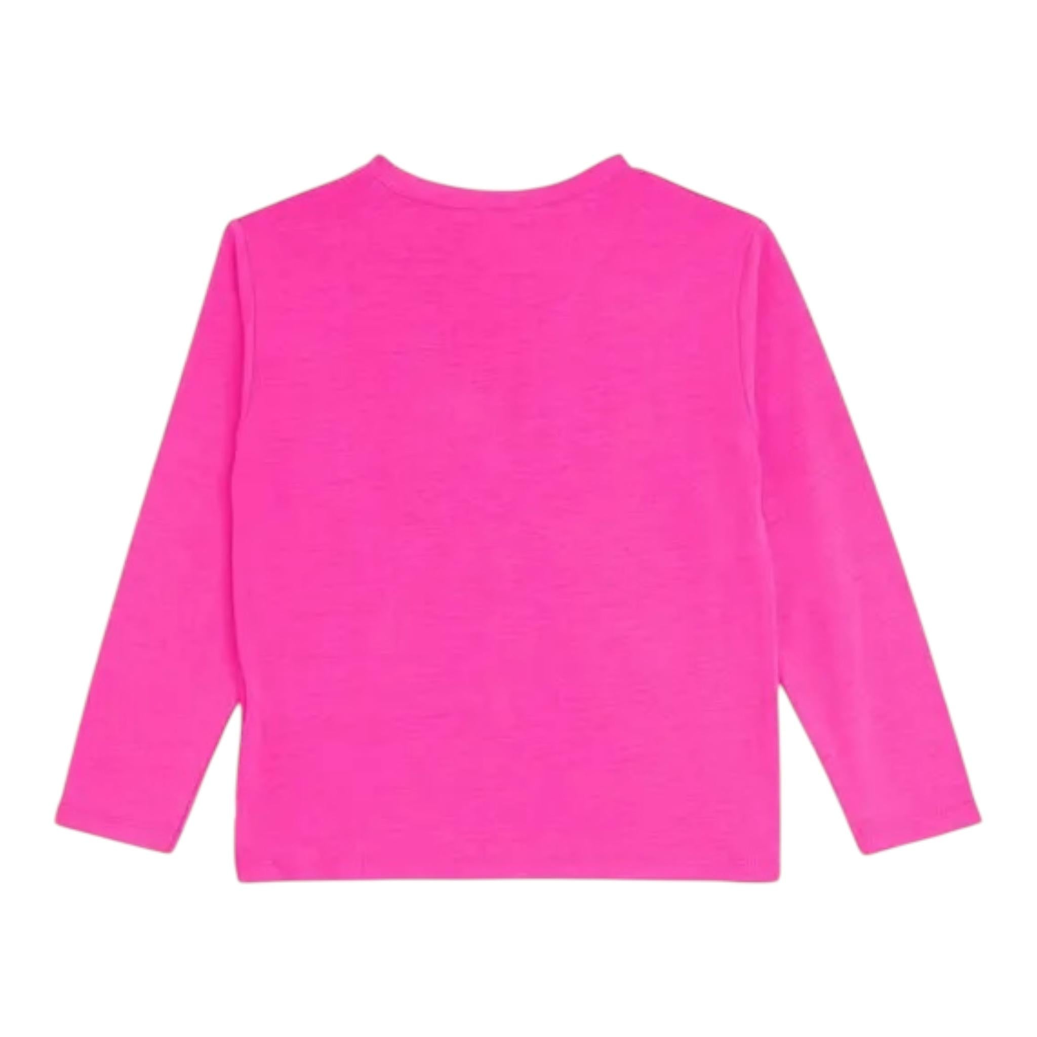 BillIEBLUSH shirt girocollo tinta unita con stampa Rosa fluo per Bambina U20476 ROSA FLUO BillIEBLUSH 