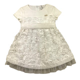Baby A. Solid Color Half Sleeve Dress with White Appliques for Newborns